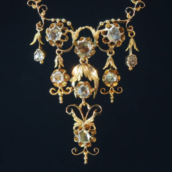 Victorian floral dangle pendant Princess necklace